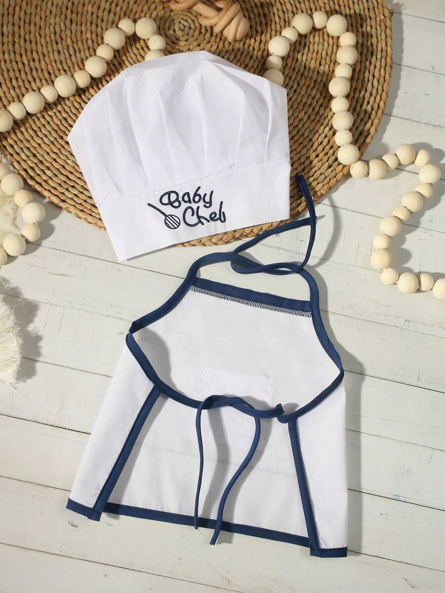 Baby Boy Chef Hat and Apron Photography Outfit Set for Newborn Photoshoots