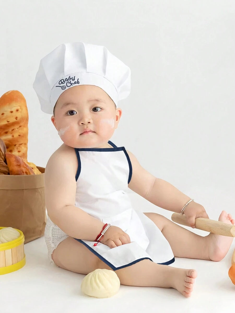 Baby Boy Chef Hat and Apron Photography Outfit Set for Newborn Photoshoots