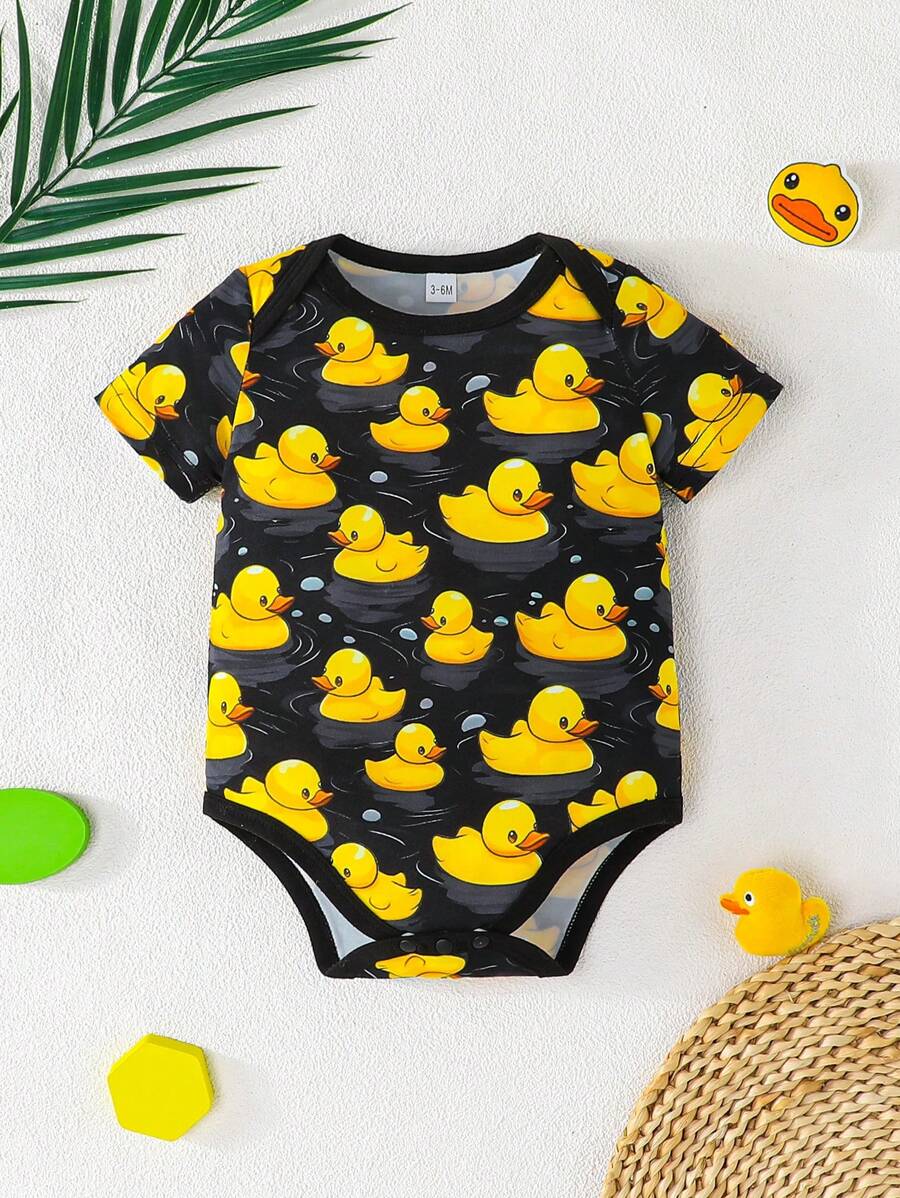 Infant Cute Duckling Graphic Short Sleeve Outfits Summer New Arrival Bodysuit