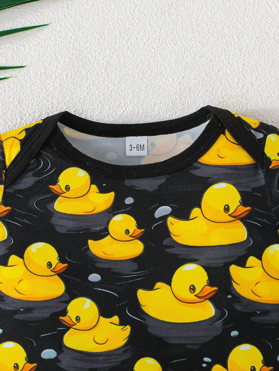 Infant Cute Duckling Graphic Short Sleeve Outfits Summer New Arrival Bodysuit