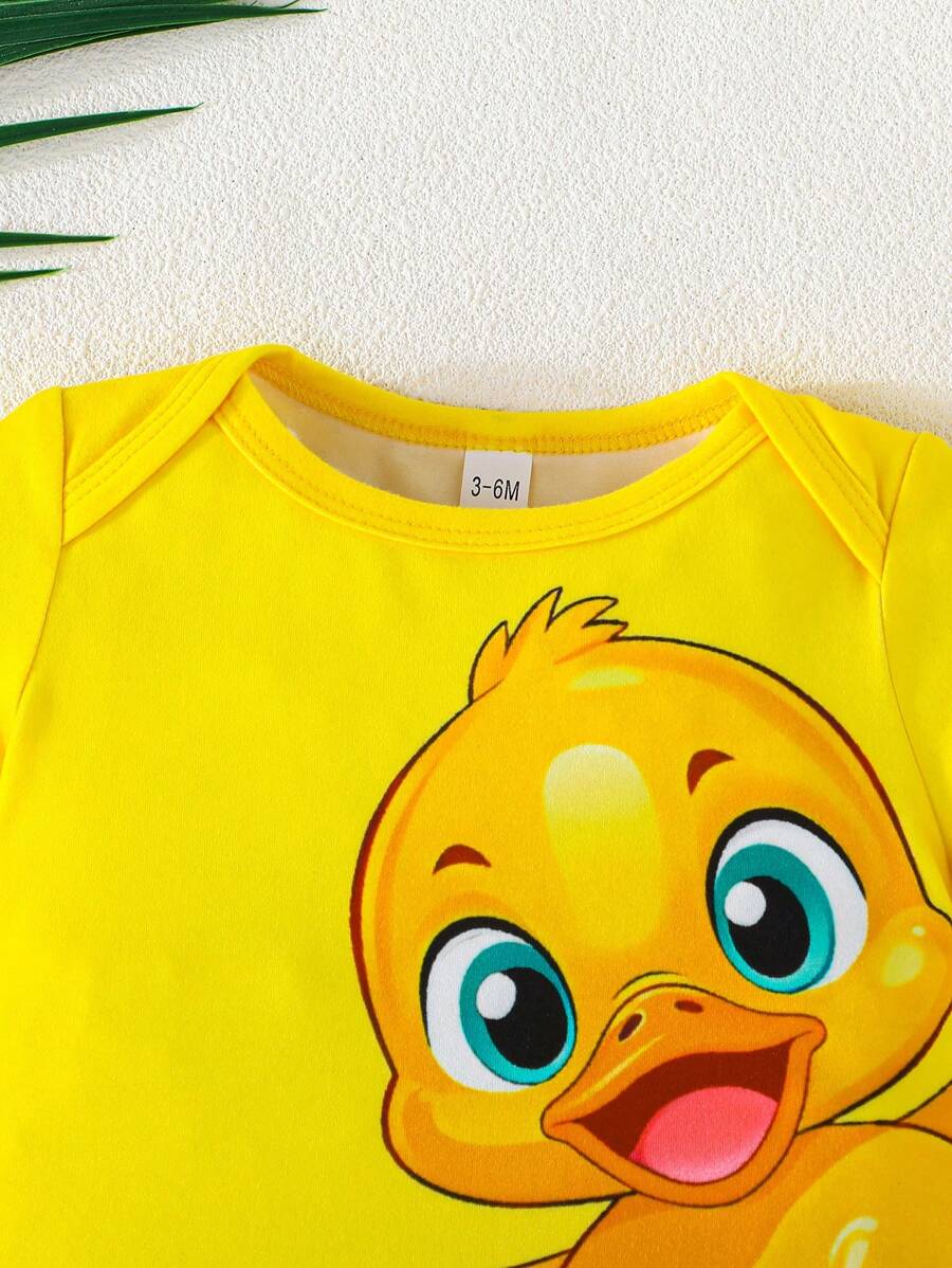 Infant Cute Duckling Graphic Short Sleeve Outfits Summer New Arrival Bodysuit