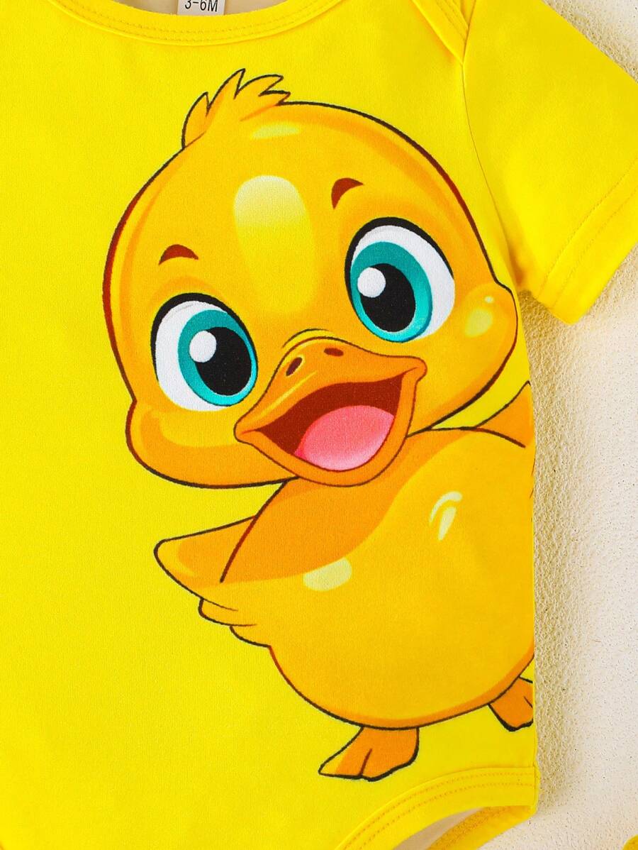Infant Cute Duckling Graphic Short Sleeve Outfits Summer New Arrival Bodysuit