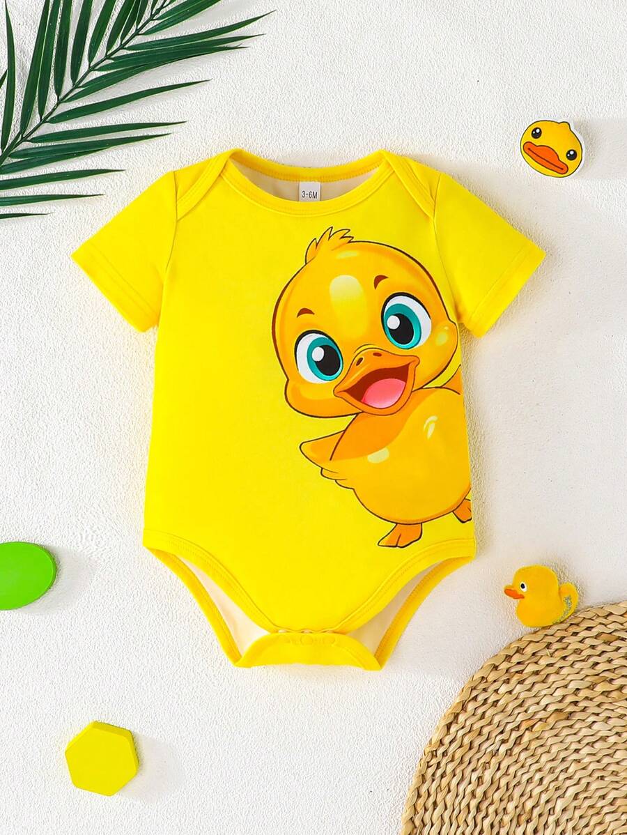 Infant Cute Duckling Graphic Short Sleeve Outfits Summer New Arrival Bodysuit