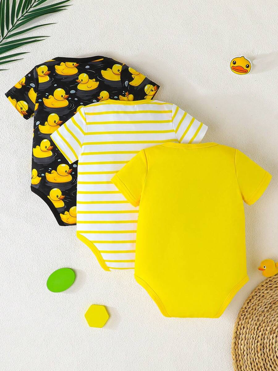 Infant Cute Duckling Graphic Short Sleeve Outfits Summer New Arrival Bodysuit