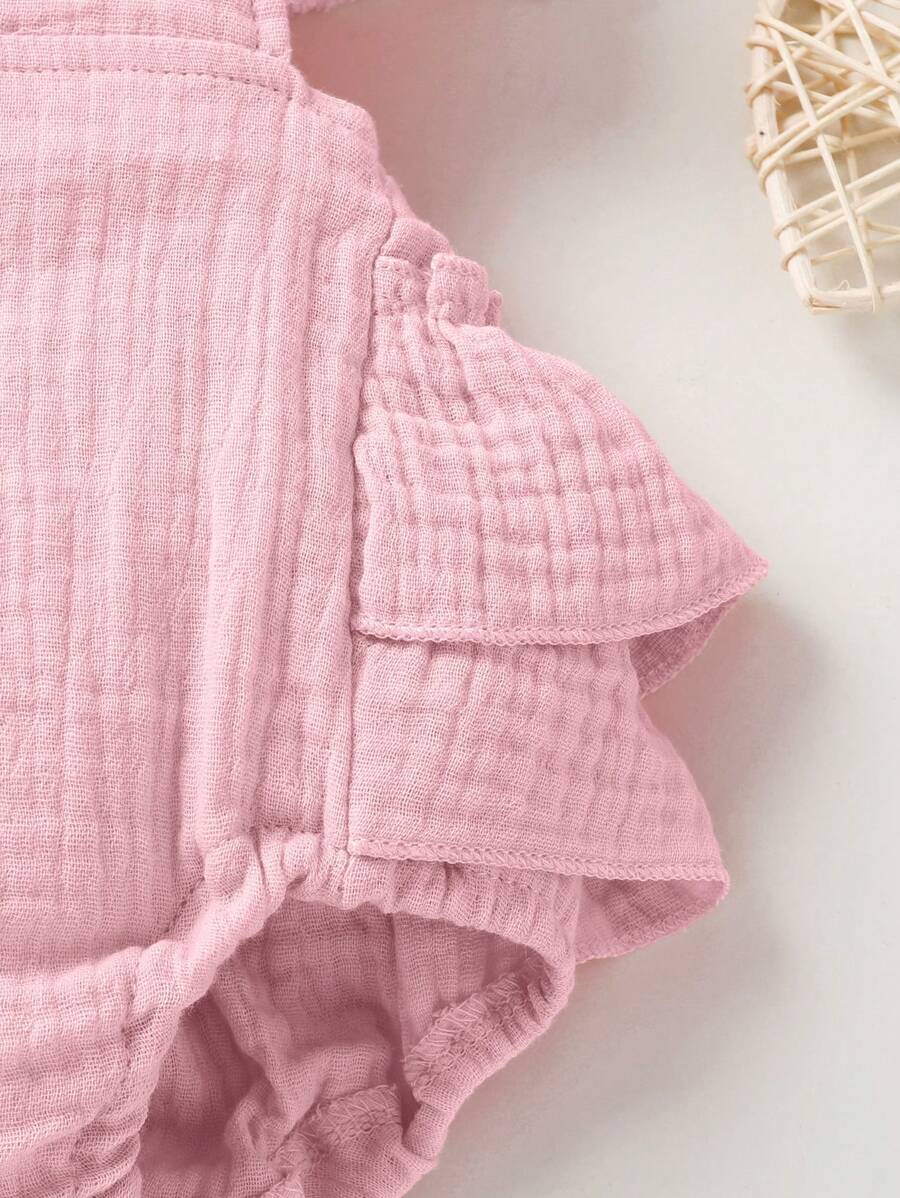 Baby Ruffle Trim Bodysuit Dress and Headband Set for Cute Daily Wear