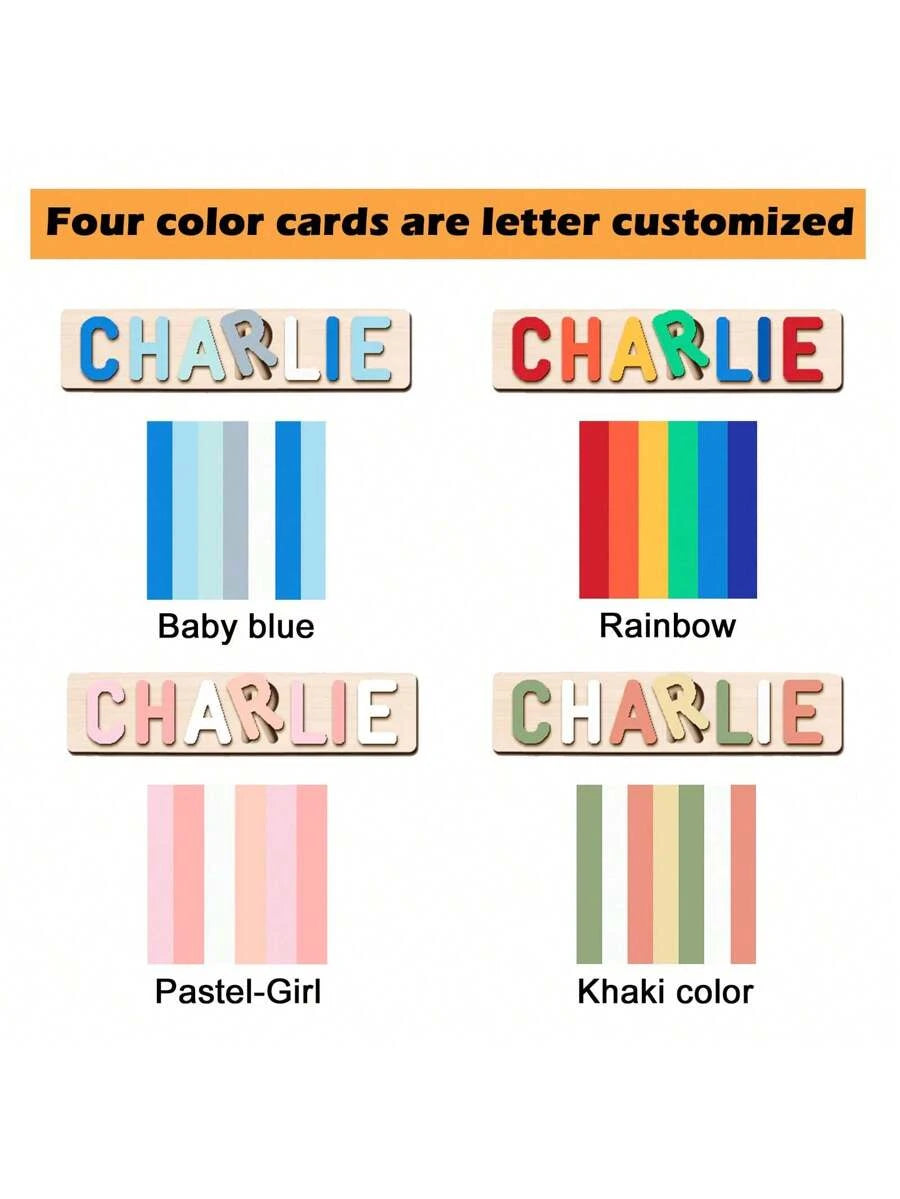 Personalized Wooden Name Puzzle for Babies, Custom Name Blocks with Animals, Birthday & Christmas Gift