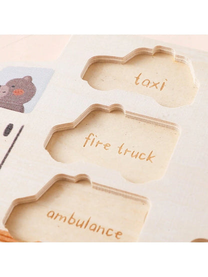 Wooden Push & Pull Car Set – Early Learning Vehicle Recognition Toy for Toddlers