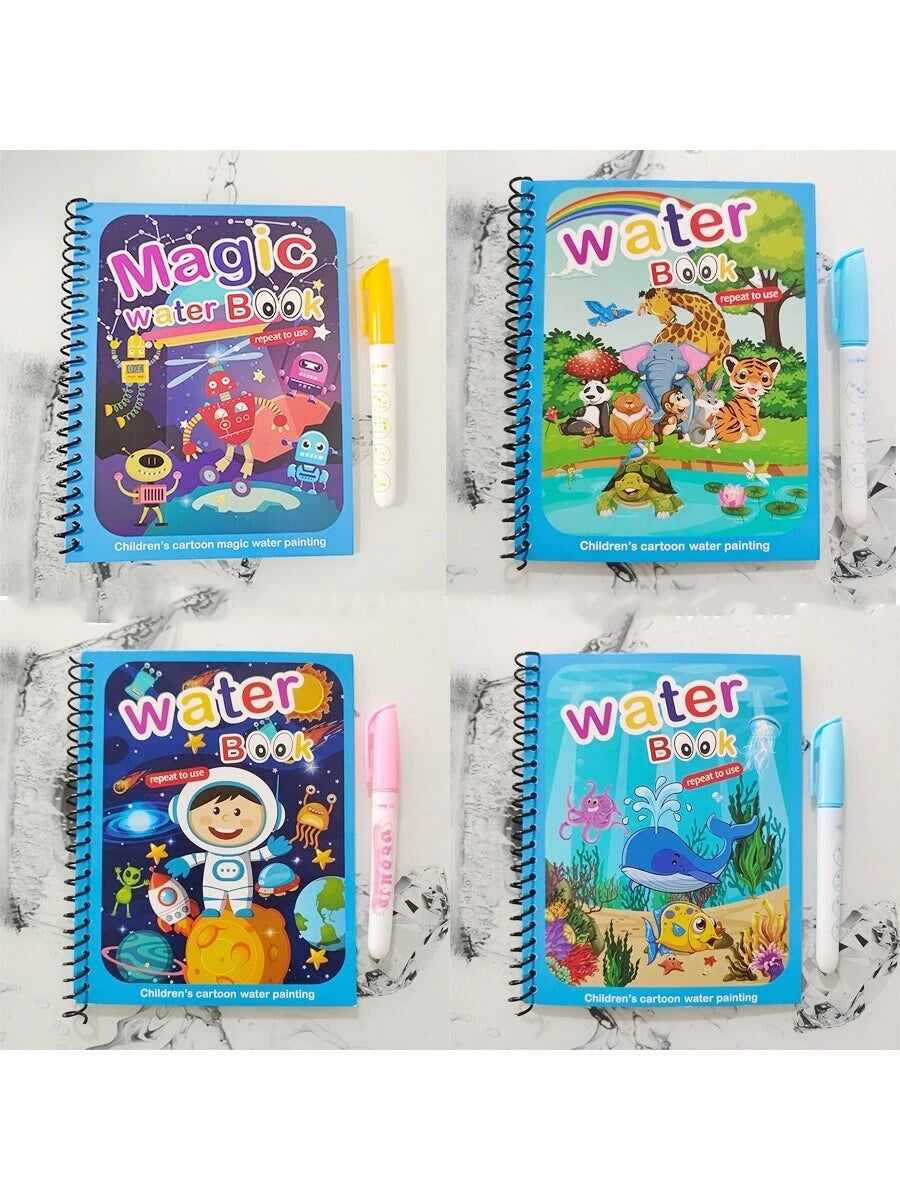 Magic Water Drawing Book Reusable Coloring and Painting Activity Book for Kids