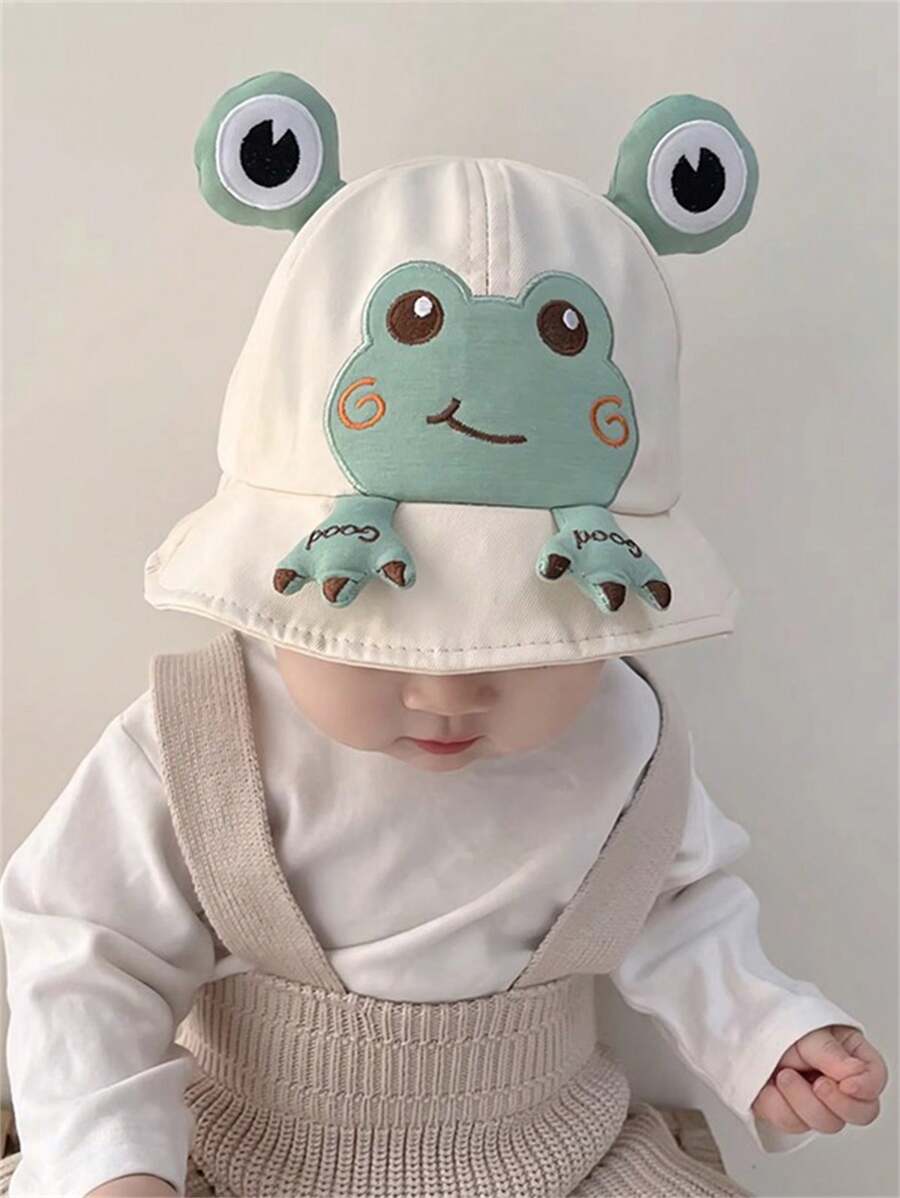 1pc Cute Frog Printed Toddler Sun Hat for Spring and Summer Wear