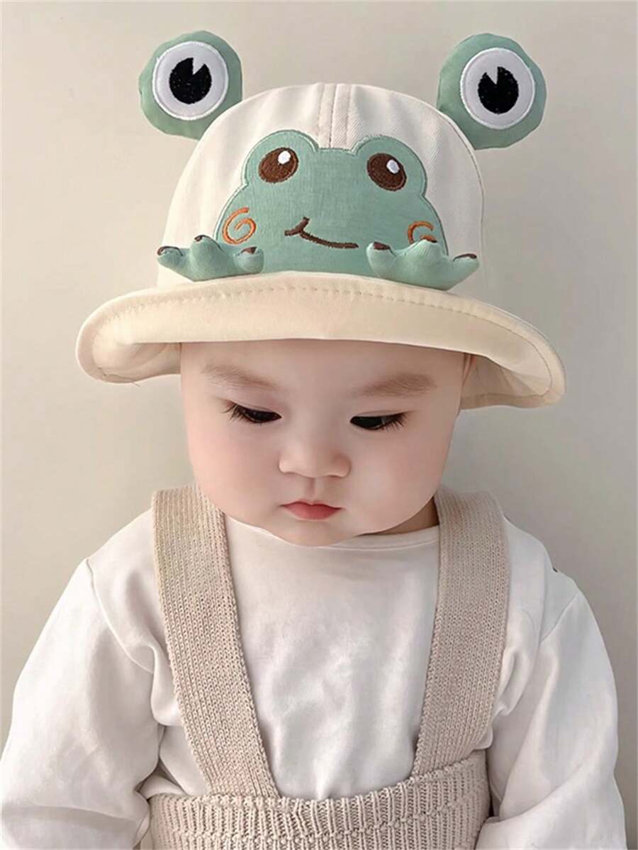 1pc Cute Frog Printed Toddler Sun Hat for Spring and Summer Wear
