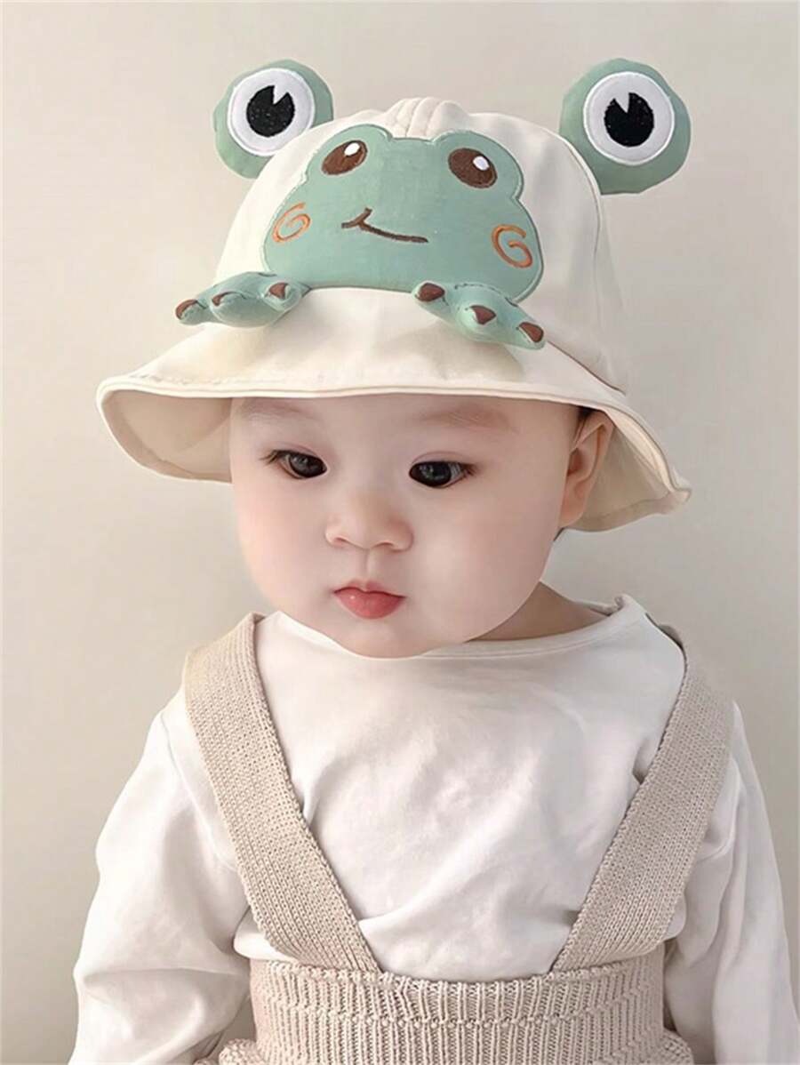 1pc Cute Frog Printed Toddler Sun Hat for Spring and Summer Wear