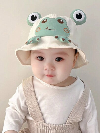 1pc Cute Frog Printed Toddler Sun Hat for Spring and Summer Wear