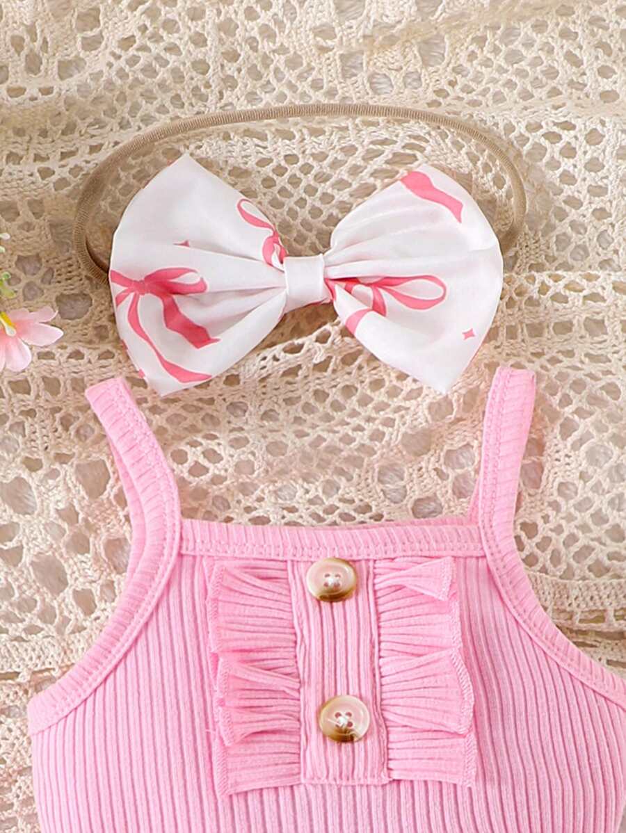 2PCS Baby Girl Lovely Bodysuit and Shorts Set for Cute Summer Daily Wear