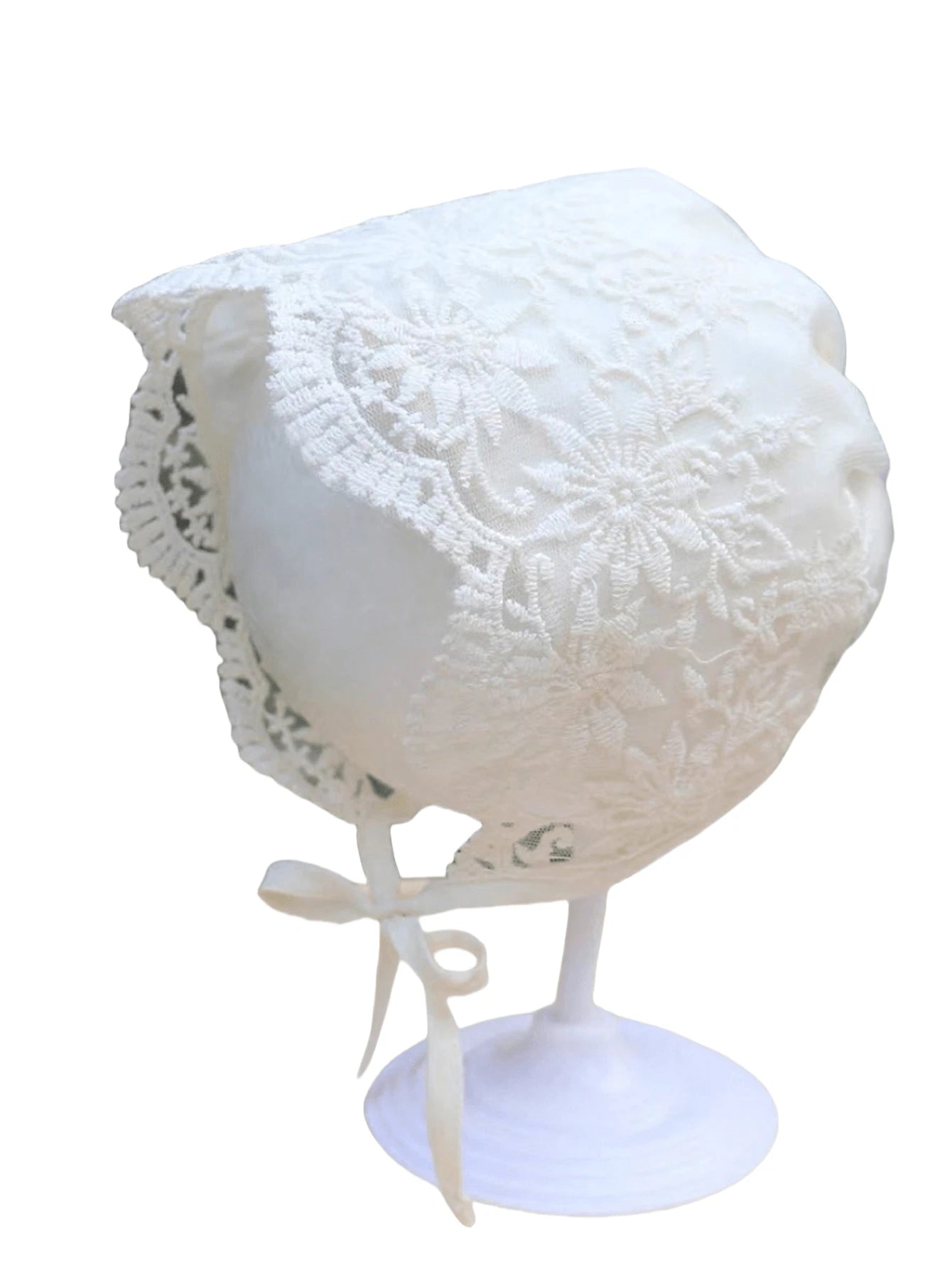 1pc Lace Floral Embroidery Hollow Out Sun Hat for Baby Girls Outdoor Wear