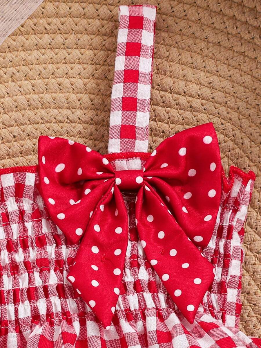 Girls Strawberry Themed Plaid Suspender Shirt and Polka Dot Shorts Spring Outfits