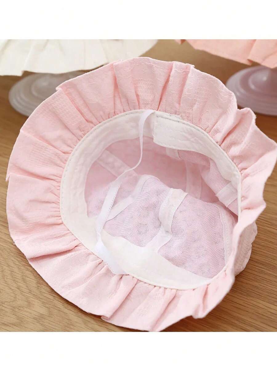 1pc Lace Ruffle Flower Baby Bucket Hat for Toddler Girls Summer Wear