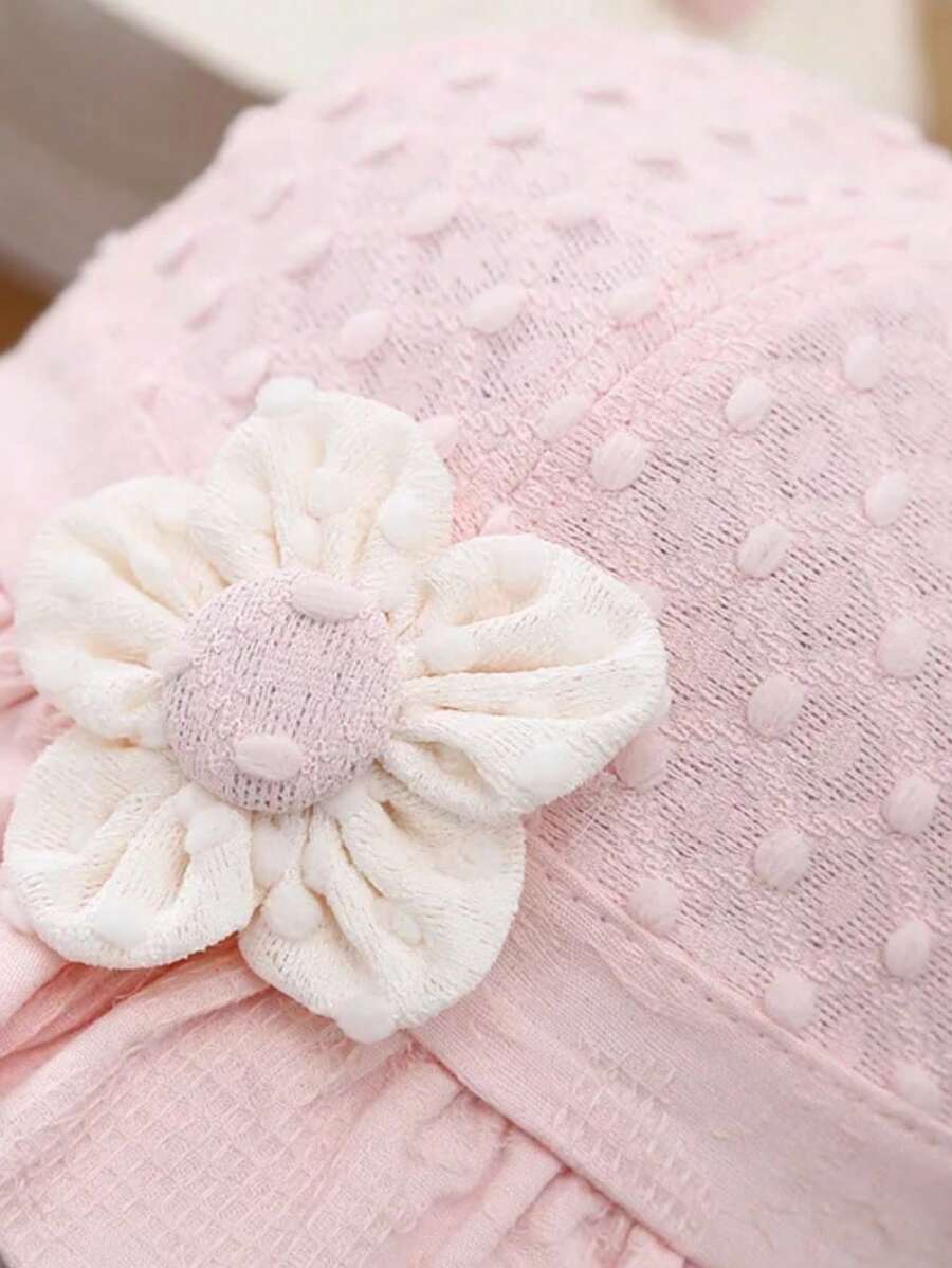 1pc Lace Ruffle Flower Baby Bucket Hat for Toddler Girls Summer Wear