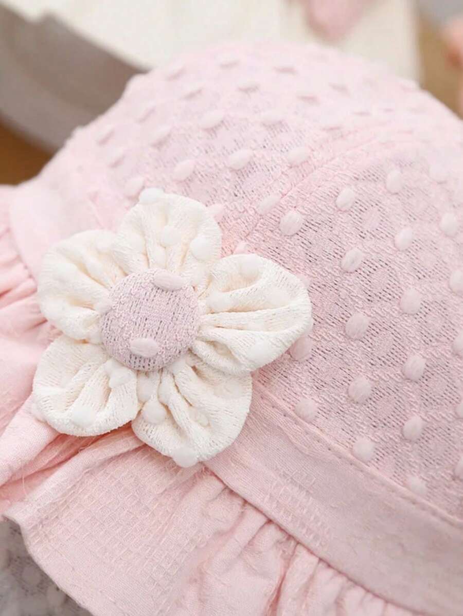 1pc Lace Ruffle Flower Baby Bucket Hat for Toddler Girls Summer Wear