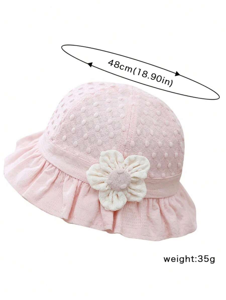 1pc Lace Ruffle Flower Baby Bucket Hat for Toddler Girls Summer Wear