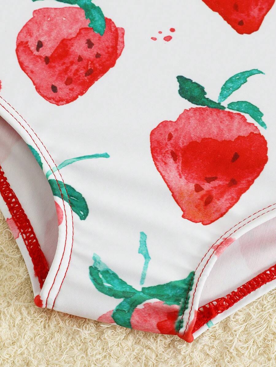 Baby Minimalist Print One-Piece Swimsuit for Daily Summer Beach and Pool Wear