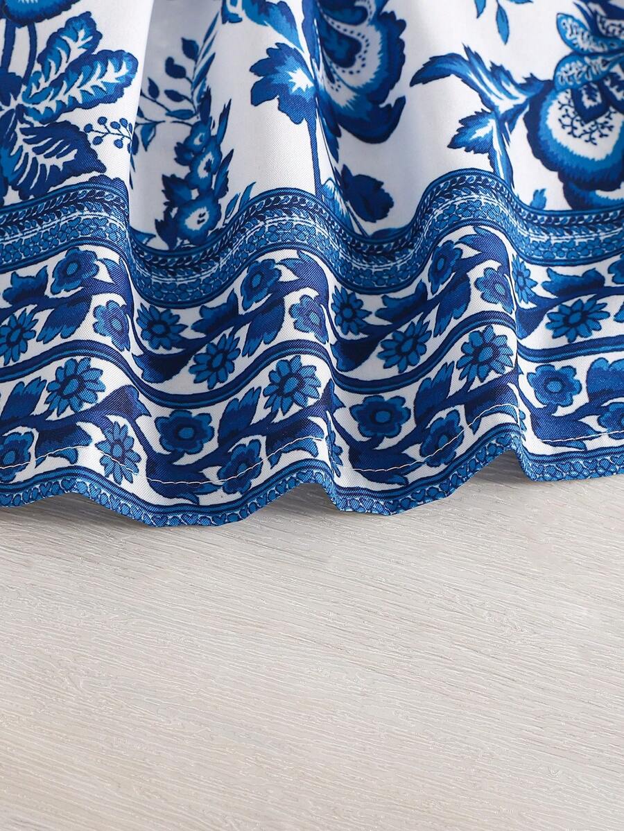 2pcs Baby Girl Floral Print Dress and Hat Set for Spring and Summer Wear