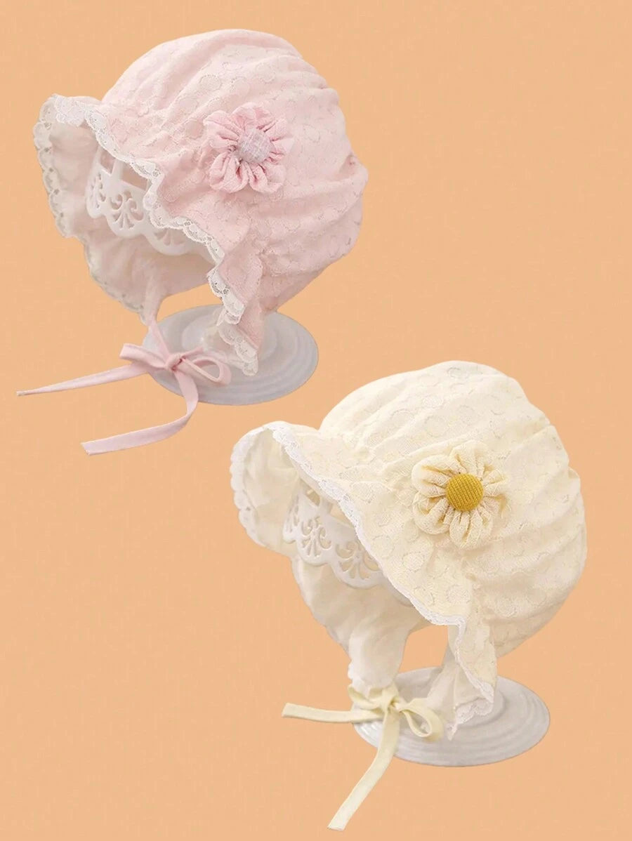 Lace Flower Princess Bonnet Hat for Cute Spring and Summer Wear