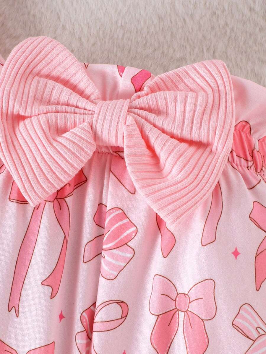 Cute Print Bodysuit Pants Hat and Headband Outfit Set for Spring and Autumn Wear
