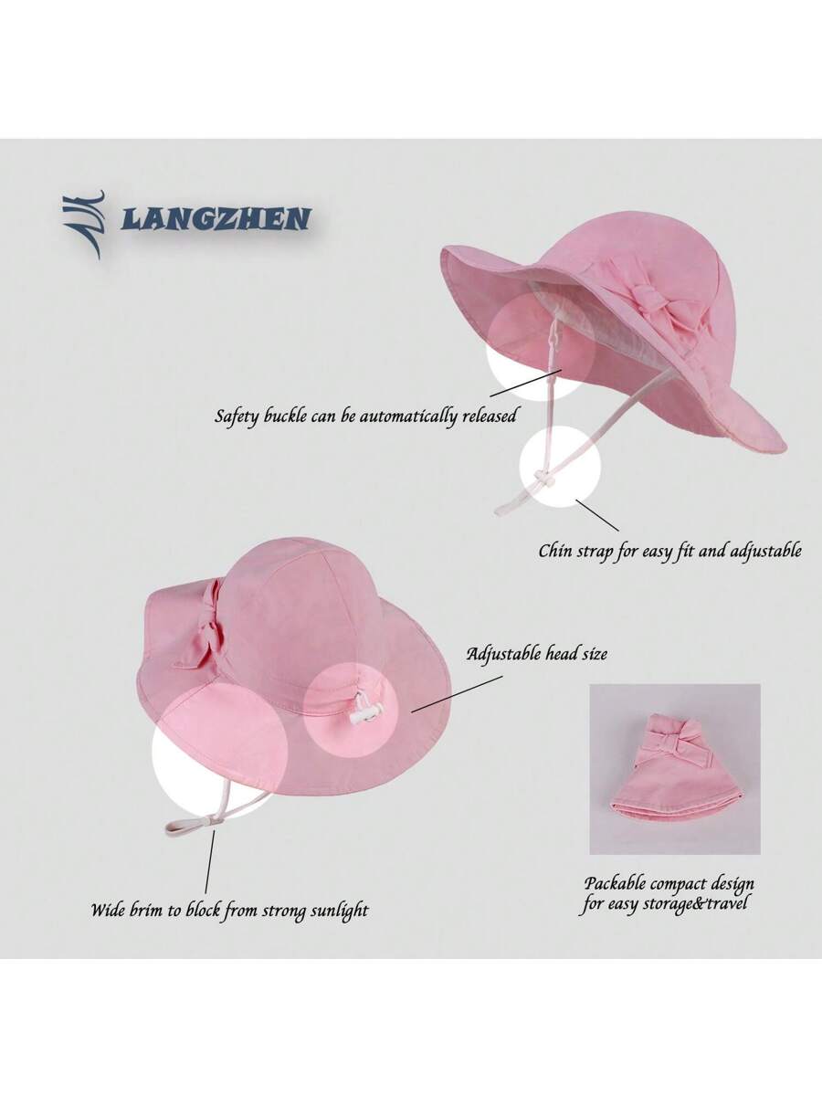 Adjustable Bow Decor Sun Hat for Toddlers and Kids Outdoor Wear