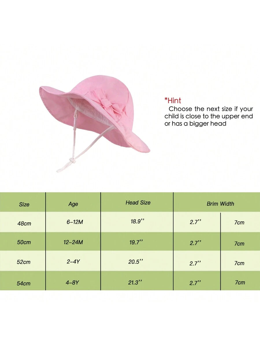 Adjustable Bow Decor Sun Hat for Toddlers and Kids Outdoor Wear