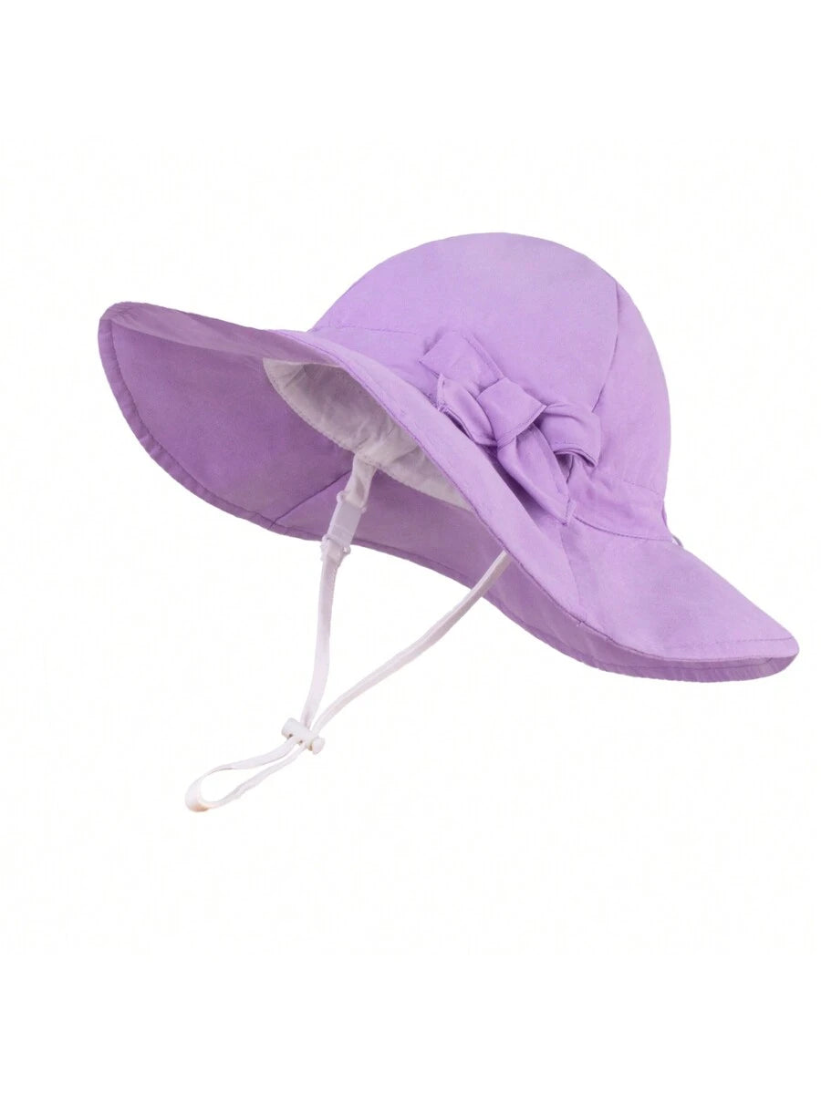 Adjustable Bow Decor Sun Hat for Toddlers and Kids Outdoor Wear