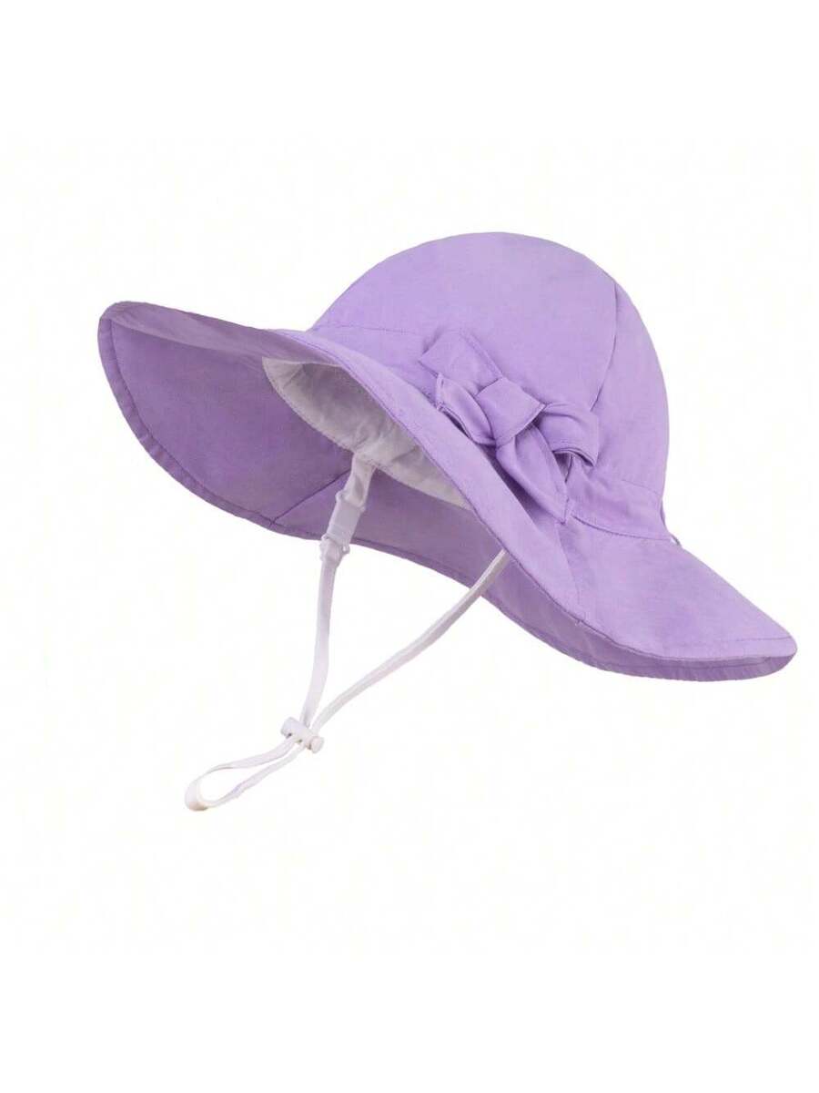 Adjustable Bow Decor Sun Hat for Toddlers and Kids Outdoor Wear