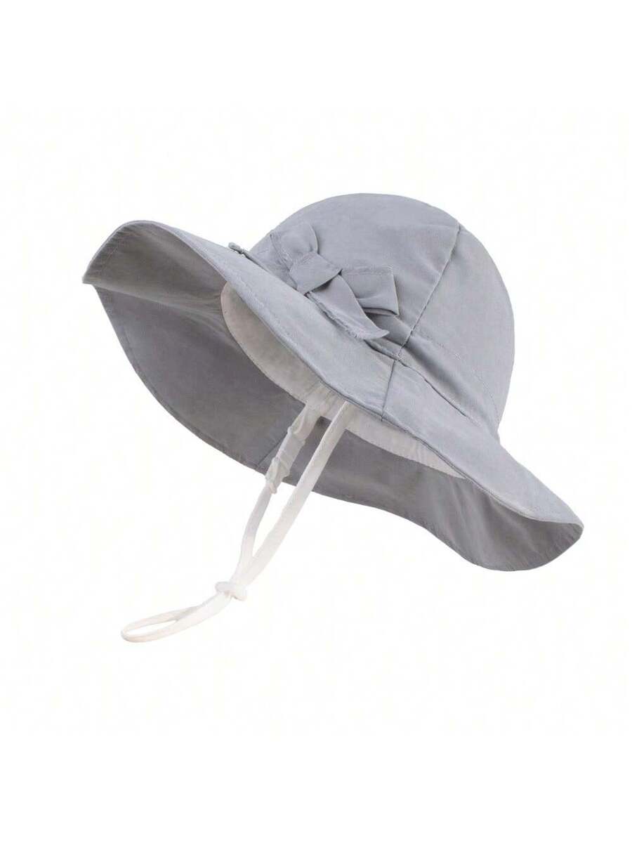 Adjustable Bow Decor Sun Hat for Toddlers and Kids Outdoor Wear