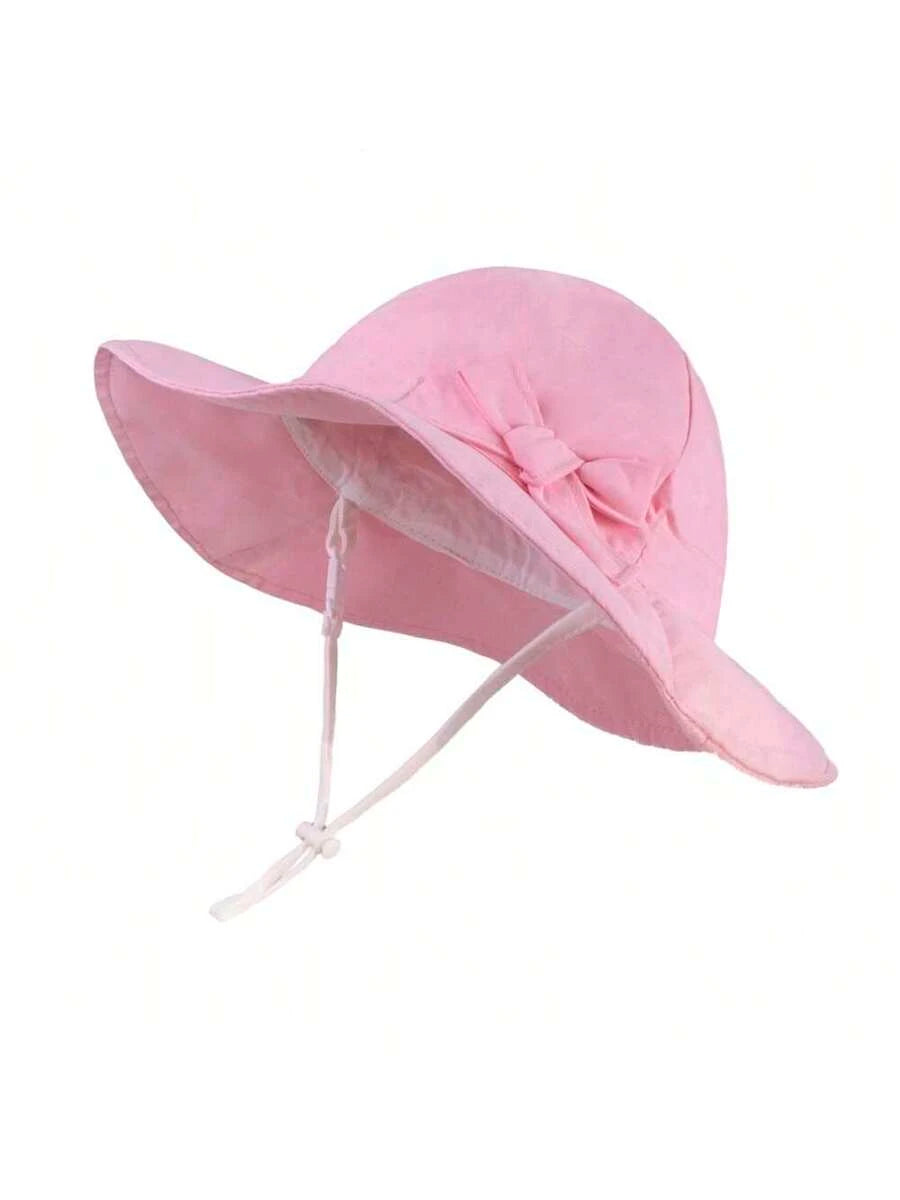 Adjustable Bow Decor Sun Hat for Toddlers and Kids Outdoor Wear