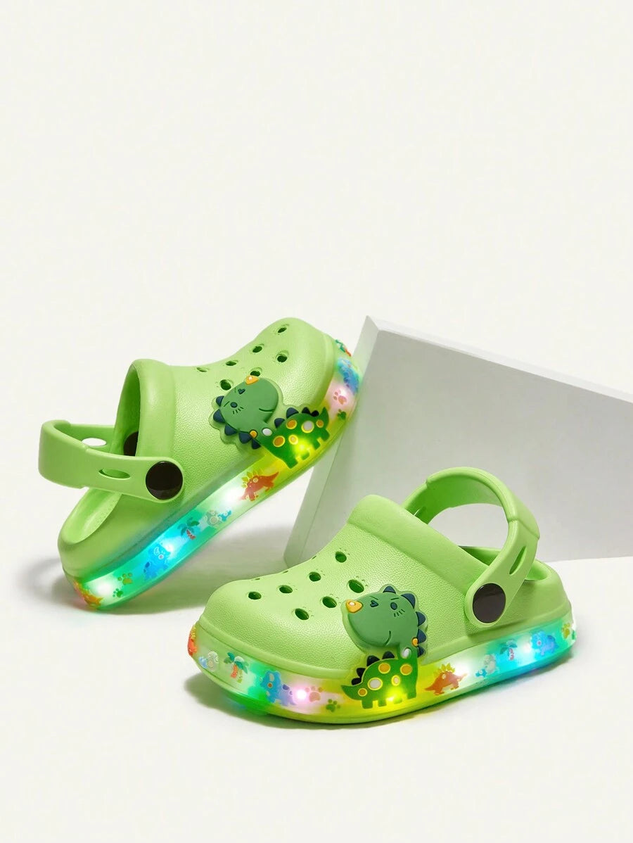 Unisex Green Dinosaur Sandals – Lightweight & Breathable, Cozy Pixies Summer Fashion Cartoon Shoes for Kids