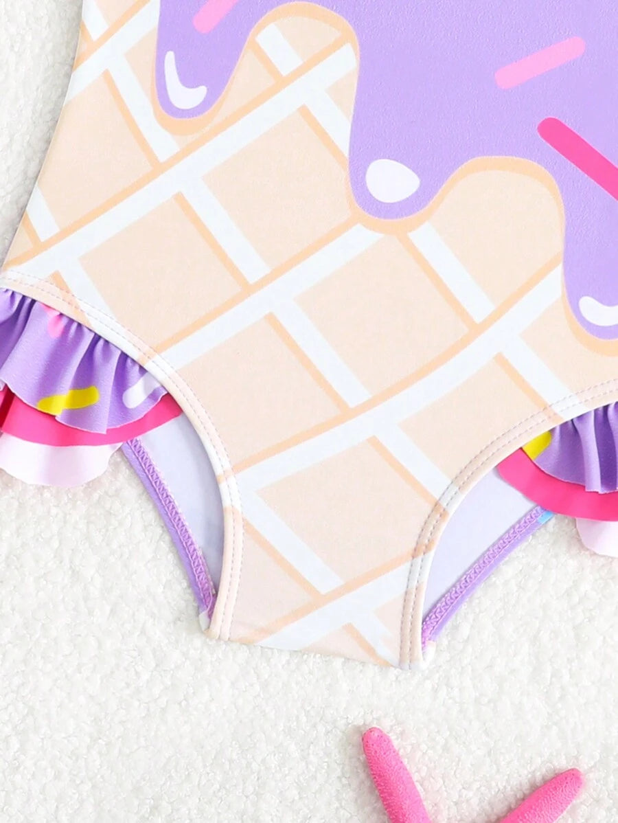 Baby Girls Bow Decor One Piece Swimsuit Cute Beach Vacation Swimwear