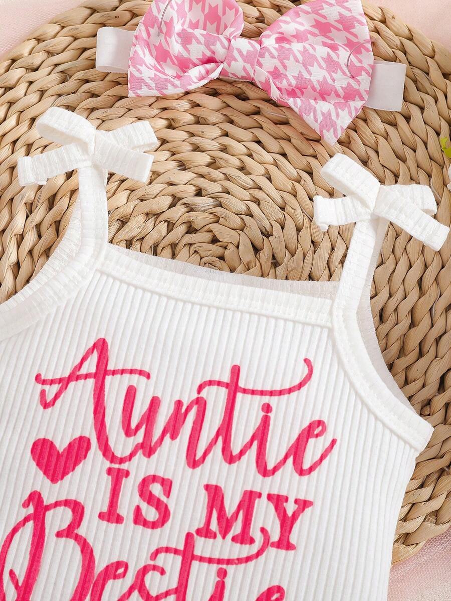3pcs Baby Girl Summer Outfit Set With Suspender Top Bloomers And Headband