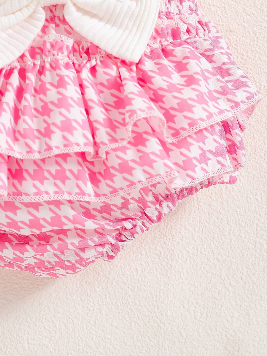 3pcs Baby Girl Summer Outfit Set With Suspender Top Bloomers And Headband