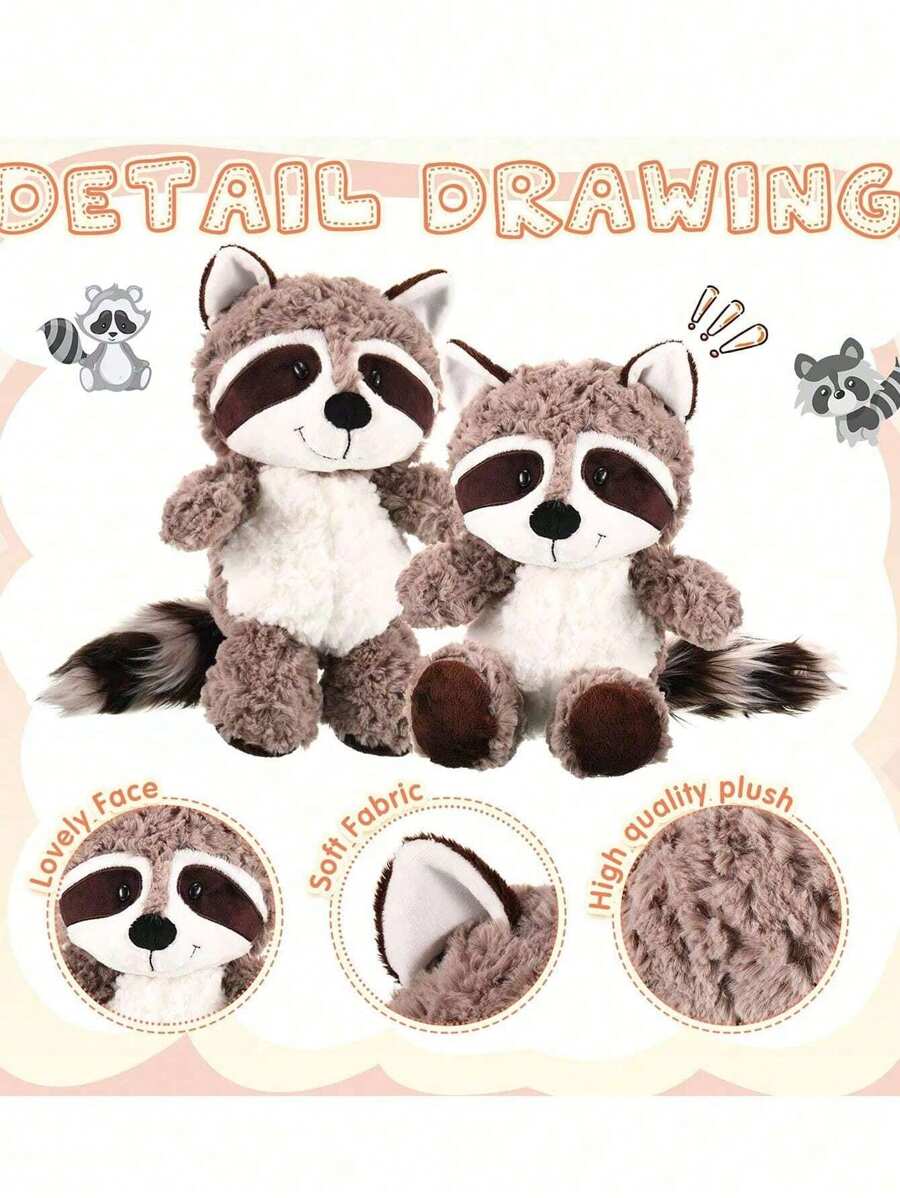 Cute Raccoon Plush Toy Soft Stuffed Animal for Kids and Home Decor