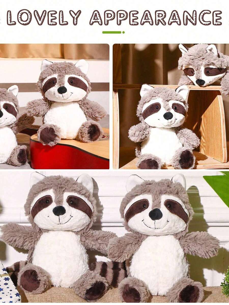 Cute Raccoon Plush Toy Soft Stuffed Animal for Kids and Home Decor