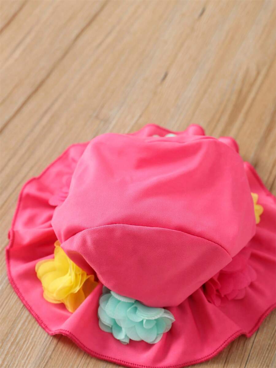 Summer Beach Bikini Outfit For Baby Girls With Halter Top And Matching Hat