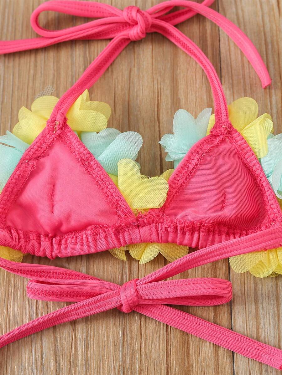 Summer Beach Bikini Outfit For Baby Girls With Halter Top And Matching Hat
