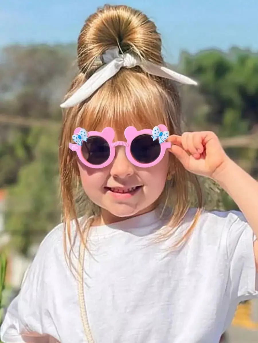 Adorable Kids Bear Shape Bowknot Fashion Glasses Multi Pack Children Trendy Novelty Eyeglasses