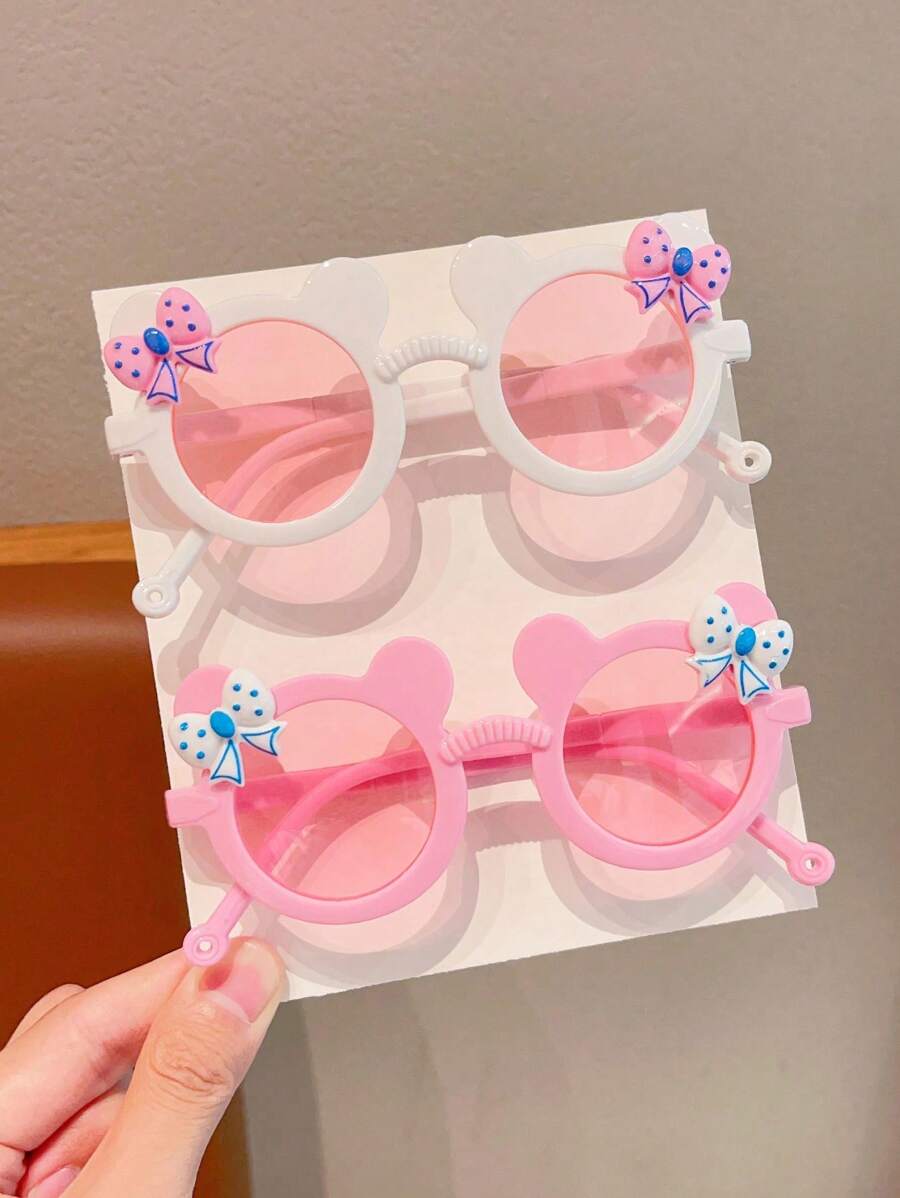 Adorable Kids Bear Shape Bowknot Fashion Glasses Multi Pack Children Trendy Novelty Eyeglasses