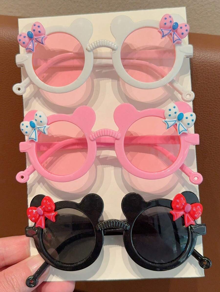 Adorable Kids Bear Shape Bowknot Fashion Glasses Multi Pack Children Trendy Novelty Eyeglasses