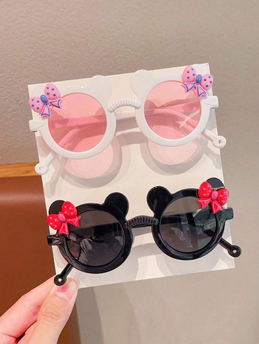 Adorable Kids Bear Shape Bowknot Fashion Glasses Multi Pack Children Trendy Novelty Eyeglasses
