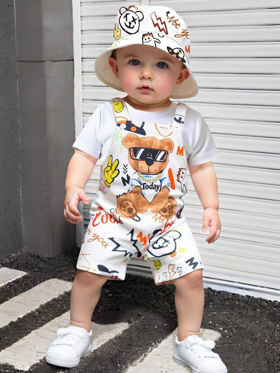 Cute One Piece Shorts Romper For Toddler Boys Summer Street Fashion Outfit