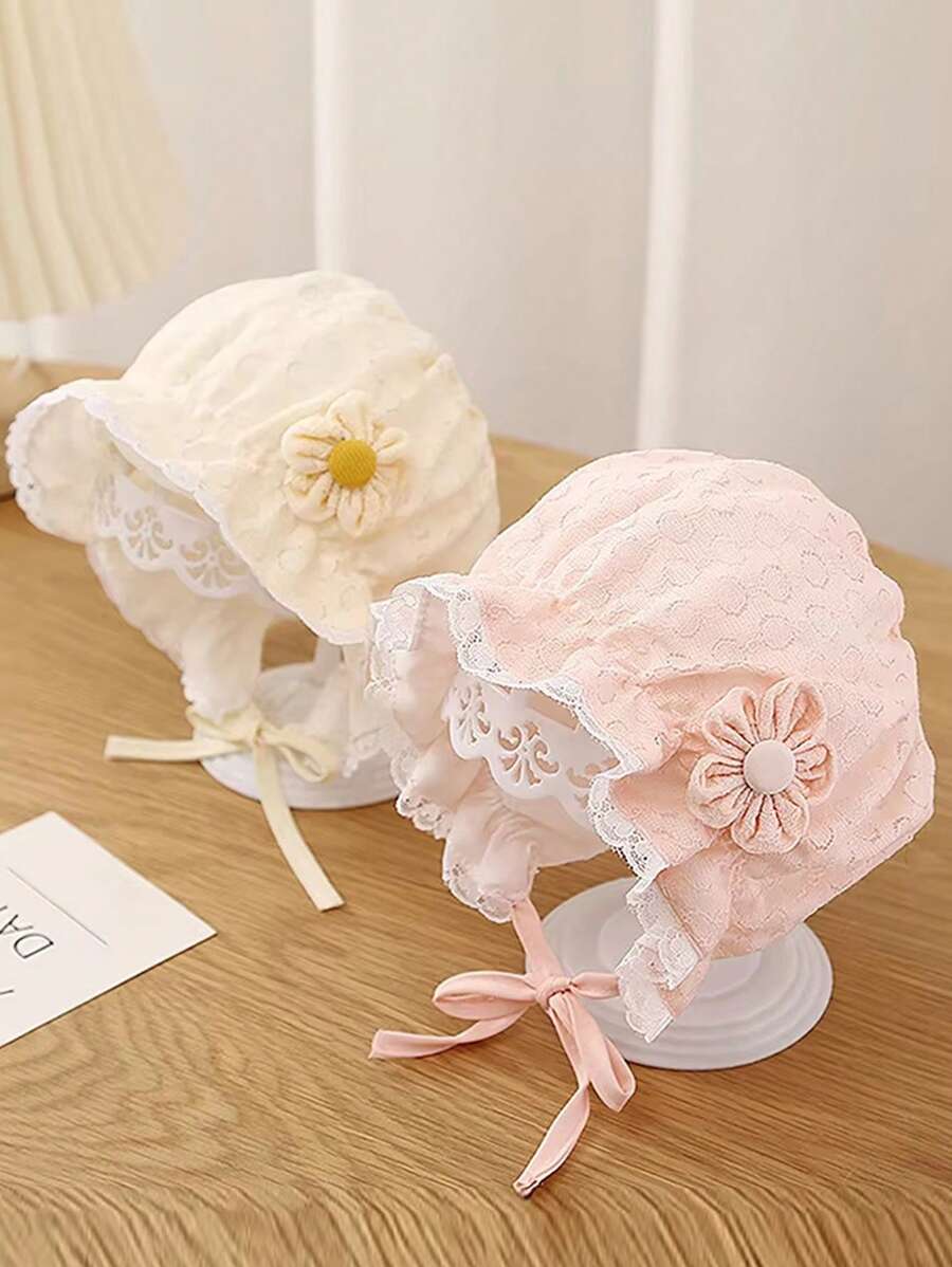 Lace Flower Princess Bonnet Hat for Cute Spring and Summer Wear