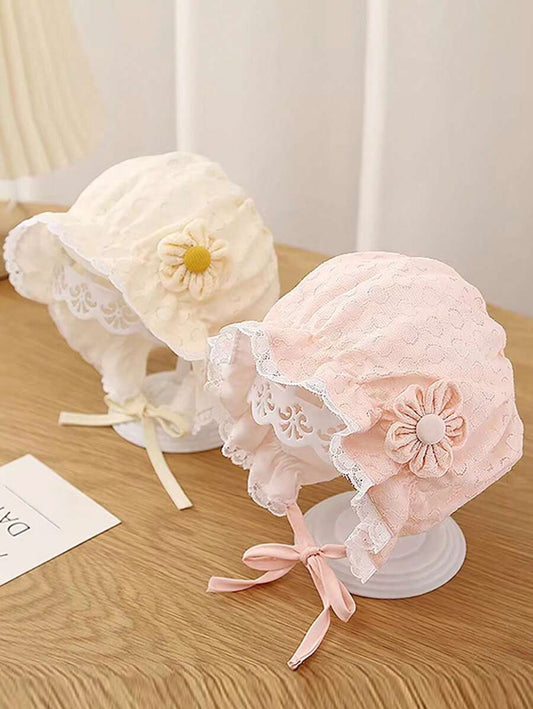 Lace Flower Princess Bonnet Hat for Cute Spring and Summer Wear