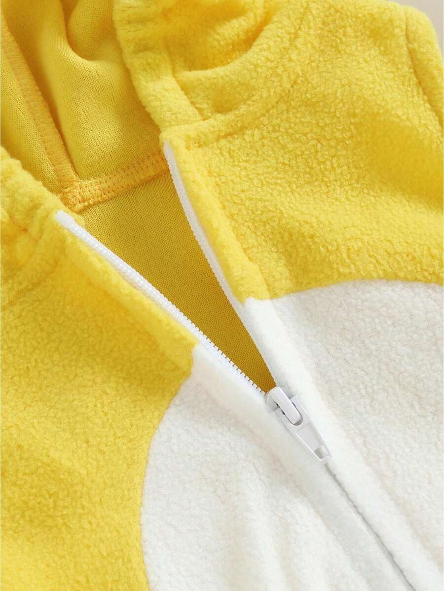 Hooded Chick Romper with Striped Socks for Cute Summer Daily Wear