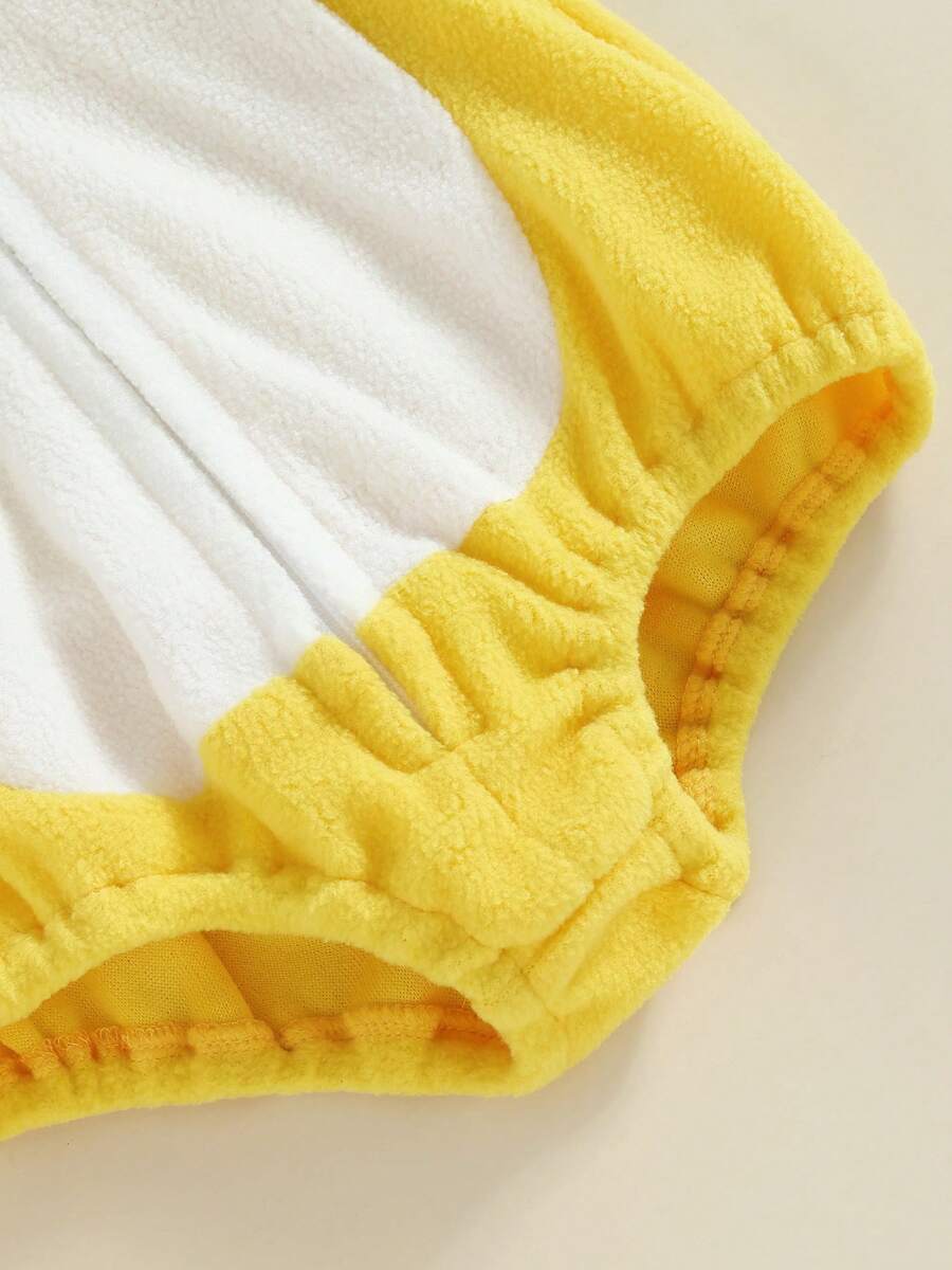Hooded Chick Romper with Striped Socks for Cute Summer Daily Wear